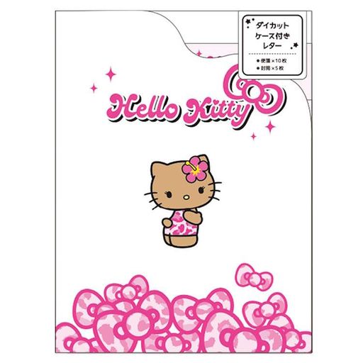 サンリオダイカットケース付きレター日焼けハローキティリボン