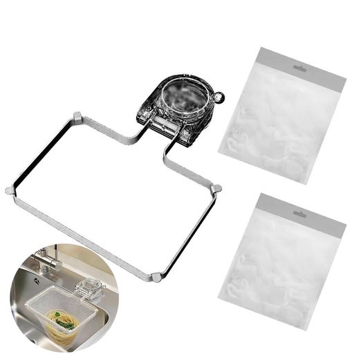 三角コーナー強力吸盤ネット100枚付き水切りネットホルダー三角コーナーいらず水切りラック位置調整折りたたみ貼り直し可能省スペースゴミ受けシンク生ゴミ水切排水溝台所水切り(ホ…