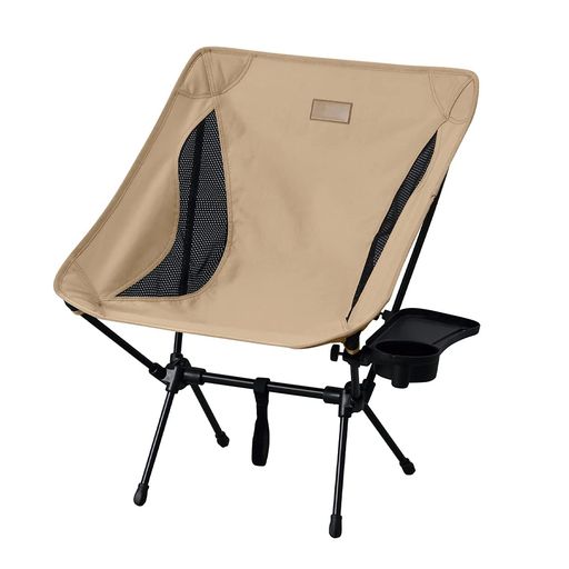 アイリスオーヤマアウトドアチェアローチェアベージュサイドテーブル付きドリンクホルダーキャンプ用品チェアコンパクト収納収縮タイプ簡単組立アウトドアギフトプレゼント