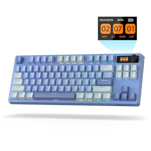 LTC Nimbleback NB841 PRO 75% ワイヤレス メカニカル キーボード (ディスプレイ スクリーンとノブ付き)、2.4G/BT/USB-C 有線 RGB 84 キー ゲーミング キーボード、3 層ダンパー、ホットスワップ