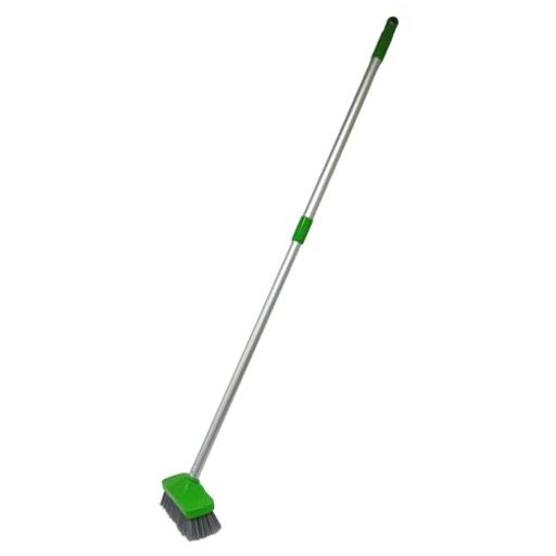 日本クリンテック(Nihon Clean tech) X Shape PRO化繊 デッキブラシ アルミ伸縮柄 グリーン 幈19cm 全長74cm