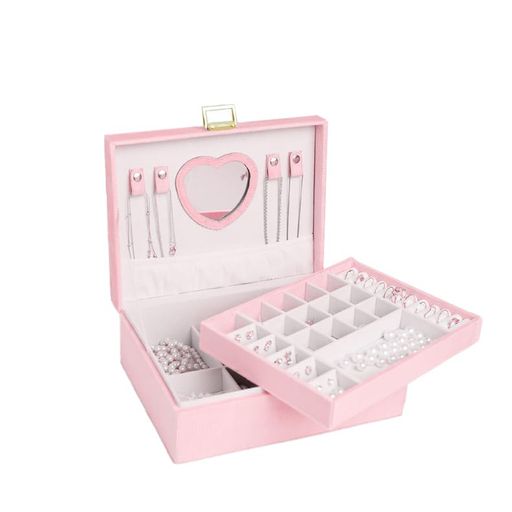 ジュエリーボックスアクセサリーケース2層収納大容量鍵付き持ち運び女性取り外し可能ネックレスピアス指輪ブレスレット