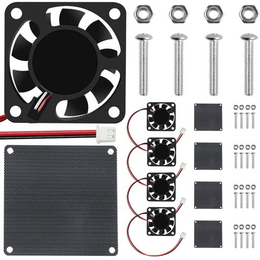 DAOKAIブラシレス冷却ファン40mmx10mmDC5V4010高性能PCファン2ピン、デュアルボールベアリング、低ノイズ-5パック、メッシュカバーとネジ付き