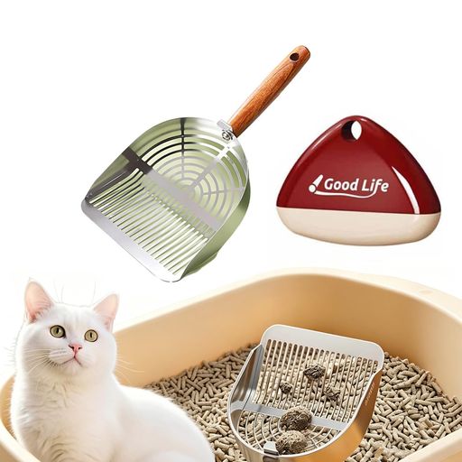 Roczential 猫砂スコップ細かい ステンレス 猫用スコップ の使い心地 大粒分類 砂漏れ設計 頑丈で長持ち ペット用 お手入れセット 粘着ローラー 洗える メッシュ ひっかけ フック付 コロコ…