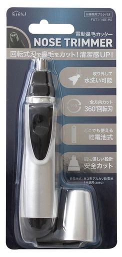 鼻毛、ヒゲ、メンズ、エアリーノーズトリミング ・乾電池式 単三電池1本使用(別売り)電池蓋を逆に着用すると動作しない為、向きに十分ご注意ください。 ・高品質ステンレス刃採用 刃の間に入った毛のみを切り取る安全設計で肌をキズ着ける心配がなく安心です。また刃部分を取り外して水洗い可能です。お掃除用ブラシ付属でメンテナンス楽々。 本体/ABS 刃部分/ステンレス お掃除用ブラシ/ポリプロピレン