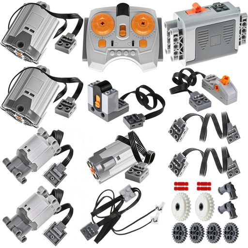 SEEMEY32個の電源機能キットセットモーターバッテリー赤外線リモコンレシーバー可変速モーター部品、レゴテクニック部品と互換性のあるモーター電源変更部品