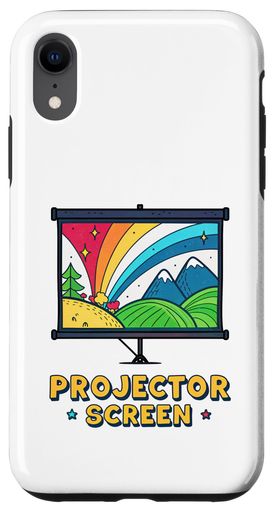 プロジェクタースクリーンレインボーデザインのカラフルな風景スマホケースiPhoneXR用