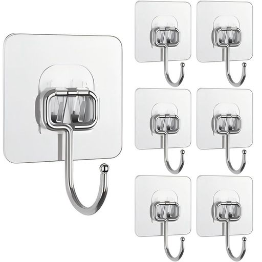 BIUTEFOR壁掛けフック粘着壁傷つけない耐荷重20KG強力粘着透明なフック防水防湿7x7cm大きいサイズ6枚セ..