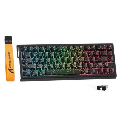 ATTACK SHARK X68PRO HE ラピッドトリガー キーボード 高速反応 3モード接続 2.4G Bluetooth USB-C有線 8KHZ ゲーミングキーボード ラピッドトリガー 調整可能なアクチュエーション搭載 RT0.01mm