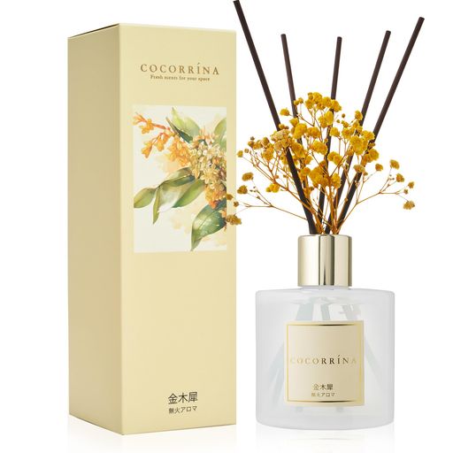 COCORRÍNA リードディフューザー 金木犀 200ml 約3ヶ月分 ルームフレグランス 芳香剤 寝室 リビング用 ギフト プレゼント