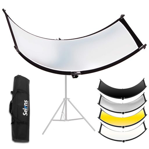 Selens撮影用レフ板反射板60x180cm4-in-1リフレクター弧形(白、黒、金、銀)4色対応...