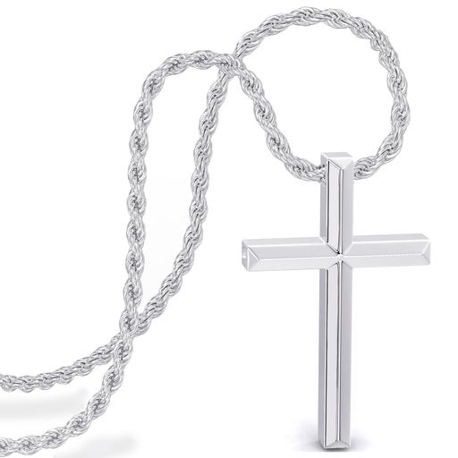  クロスネックレスメンズジュエリーステンレススチール60cm - シルバー紳士925スターリング