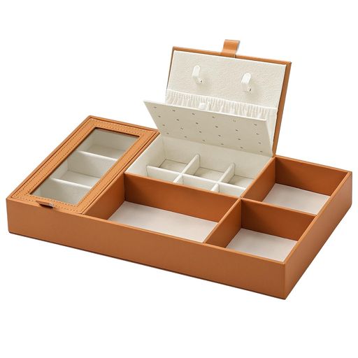 Yoobaoジュエリートレイ長方形レザートレイ小物入れアクセサリートレイこものいれボックス香水収納トレー蓋付き玄関腕時計鍵スマホメガネネックレスブレスレットピアス指輪リモコン化…