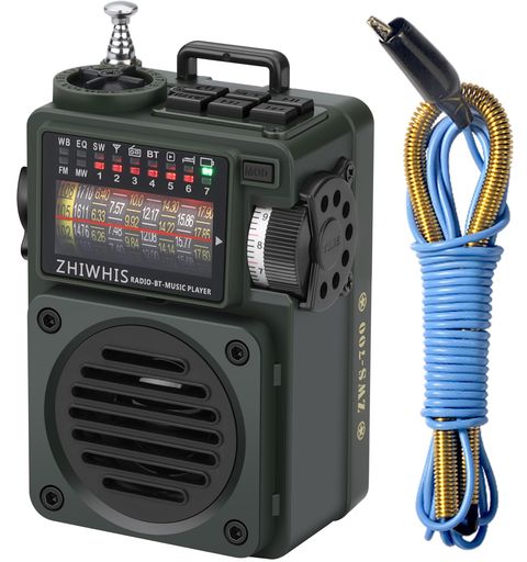 ZHIWHISBluetoothスピーカーBCLラジオMP3プレーヤー(AM/FM/短波/ワイドFM対応【MicroSDカード対応/タイマー/USB-C充電式/ポータブル/13時間連続再生】小型軽量コンパクトアウトドアキッチン