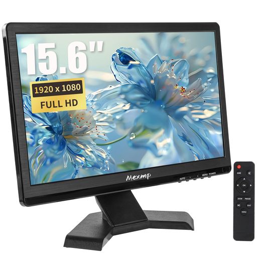 Mexmp 15.6インチ 小型FHD IPSモニター 1920x1080 60Hz 16:9 BNC/VGA/AV入力 内蔵スピーカー 監視カメラ DVR PC Raspberry Pi用