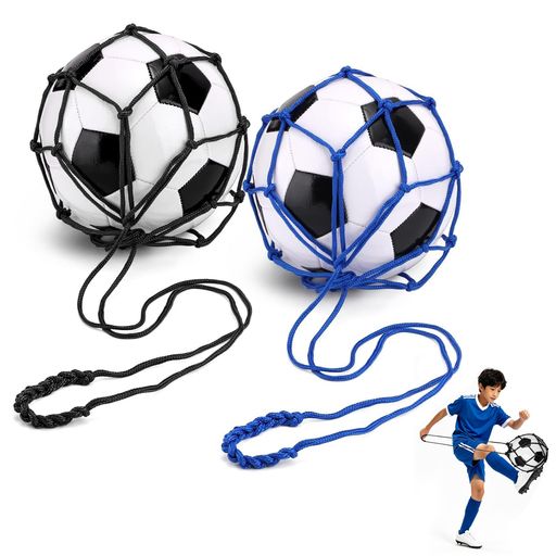 【セット内容】シンプルで使い勝手の良い黒色と青色のサッカーボールネットを2 【サイズ仕様】ネット部分が約 43cm、上部の持ち手ロープが約 78cm のサイズで、3 号から 5 号までのサッカーボールに対応する。 【素材特徴】ポリプロピレン製で丈夫な構造になっており、使用中の摩擦や衝撃に強く、長期間の着用に耐えられる。 【練習効果】ボールをネットに入れて固定することで、ボールを持った状態でのリフティング練習が一人でも安定して行える。 【活用シーン】学校の部活での自主練習や公園、家庭での基礎トレーニングなど、様々なシーンで便利に活用