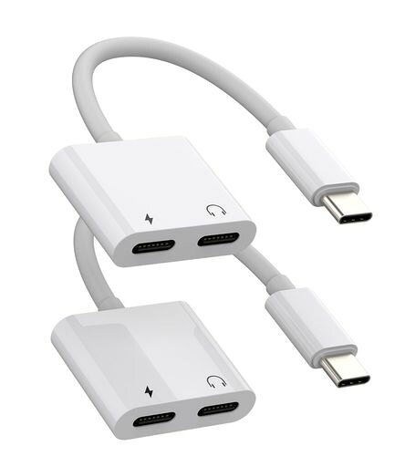 デュアルUSB‐Cイヤホンアダプター(2個セット)2in1 DAC Type‐Cジャック充電ドングル...