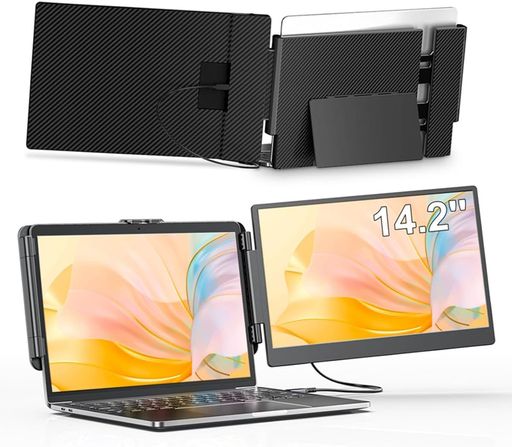 14.2インチデュアルディスプレイダブルモニター、120%sRGBFHDデュアルスクリーンノートパソコンディスプレイエクスパンダ、2KIPSノートパソコンエクスパンダデュアルスクリーン