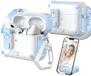 MHYALUDOAIRPODSPRO第2世代/第1世代用ケースカバー、MAGSAFE対応、磁気自動ロック、充電ポート防塵&スタンドデザイン、クリーニングキット付き、スカイブルー/スノーホワイト(2)