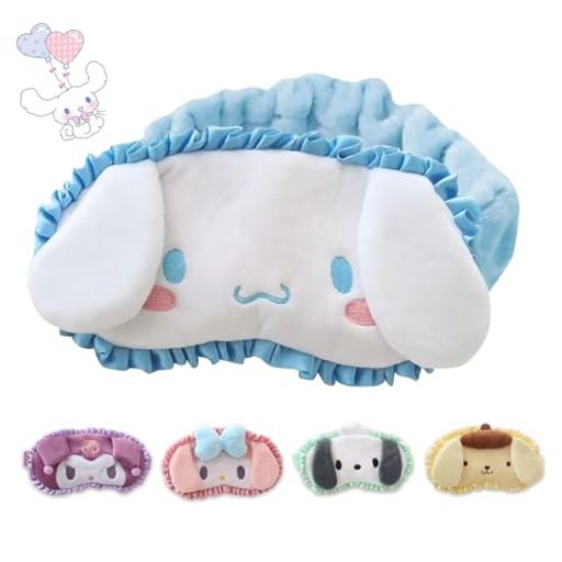 GHDVOPシナモロールアイマスクおもしろアニメグッズ睡眠用可愛いキャラクターふわふわ安眠快眠遮光軽量目隠し遮光率99.99%通気性圧迫感なし柔らかい子供遮光性男女兼用かわいい(シナモ…