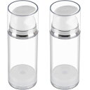 LALAFINAポンプボトル真空ボトル50ml2個入り液体/乳液小分けプッシュ瓶エアレス詰め替えボトルプラスチック容器透明漏れ防止化粧水液体用乳液用旅行用品