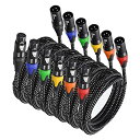 PATIKIL XLRケーブル 3 M 21AWG マイクケーブル ナイロンブレード XLRスピーカーパッチケーブル 3ピン オス-メスコード マイクミキサー用 6個
