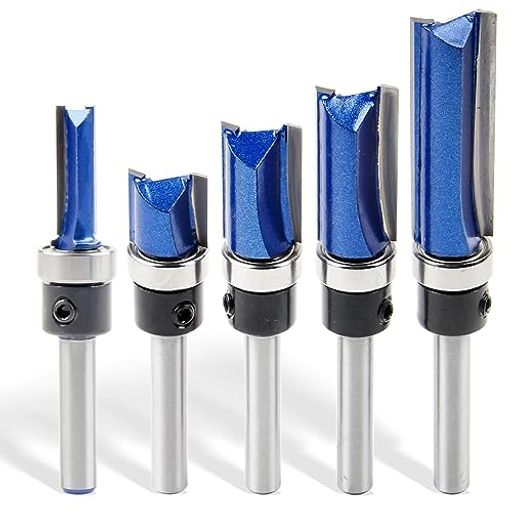 Shineyooトリマービットルータービット轴径6mm5本入りベアリング付きストレートビットほぞカッター溝ほ..
