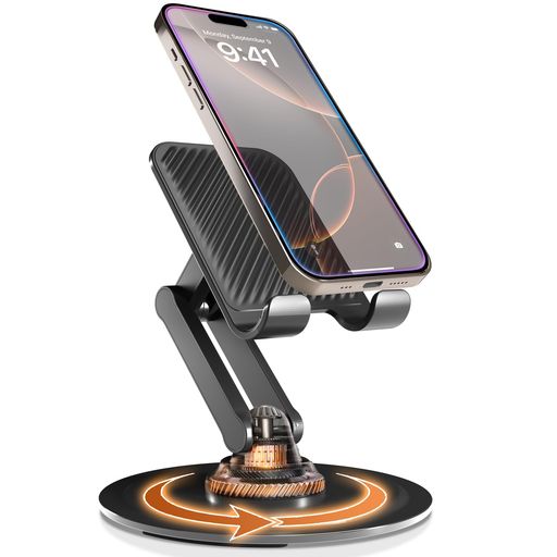 Cooper 360°スマホスタンド 高さ調整 卓上 スマホスタンド 携帯スタンド 卓上撮影 スマホ台 スマホホルダー 三脚(ブラック)Women コンパクト