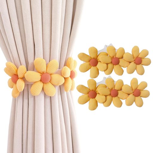BDHRKTE2個カーテンタイフラワーカーテンバックルかわいい花のカーテンタイ装飾ロープ寝室の窓の装飾用..