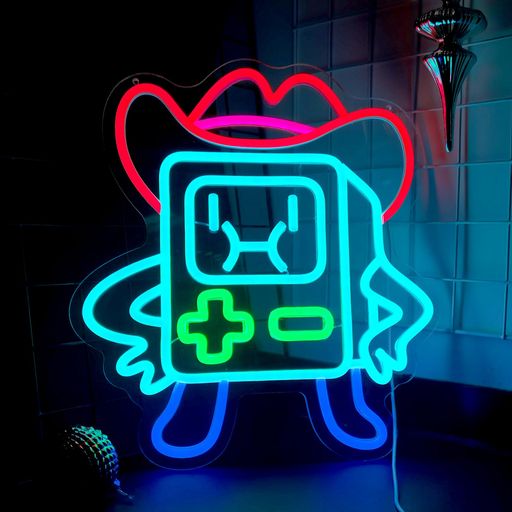 ENUOLIネオンサイン、ネオンライト、ネオン管、ゲームロボット、調光可能、壁掛け、取付簡単、インテリ..