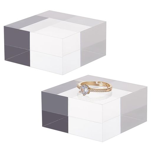 OLYCRAFT2個アクリルブロック5*5cmディスプレイ台アクリル正方形アクリル展示台ジュエリー陳列ディスプレイスタンド厚2.3cm展示用ブロッククリア透明アクリル展示用スタンド