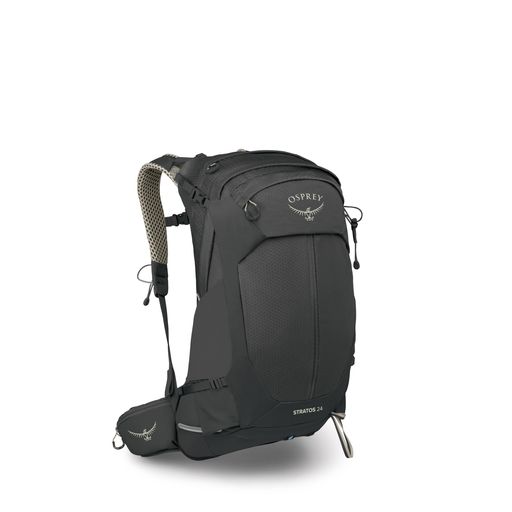 Osprey Stratos 24L メンズ ハイキングバックパック - 調節可能なデイパック 防水レインカバー&ボトルポケット付き レイブンブラック