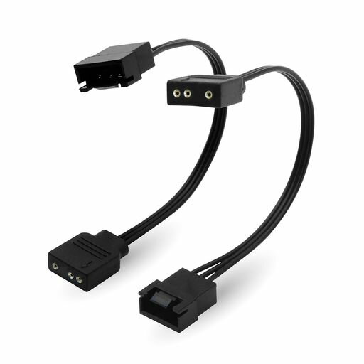 EZDIY-FABNZXTファン用ARGBLEDアダプター、F120AERRGBファン、NZXTCAMハブ不要、AuraFusionMysticLightに対応-2個パック