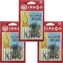 IPPON(一本)オクトパスビークフックブラックコート#1/0:18本入3袋セット