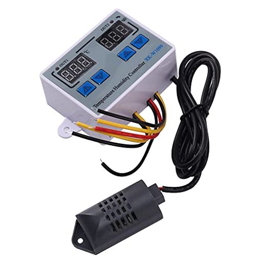 BuerjiaXK-W1099デュアルデジタルサーモスタット、加湿器温度湿度コントローラー、レギュレータ温度計..
