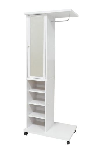 Wall Furniture - ミラー付ハンガーラック幅60x奥行40x高さ156cm(ホワイト)62137