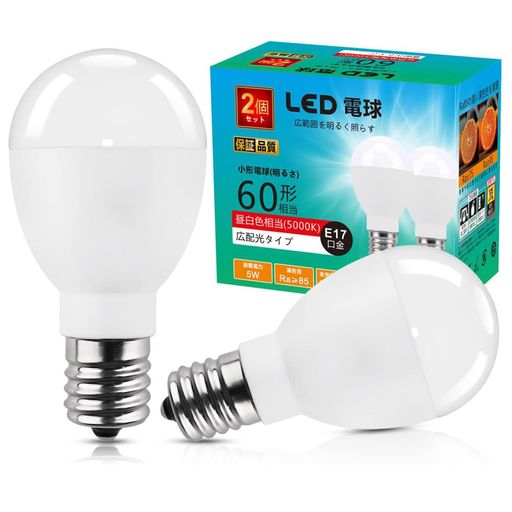 LED電球E1760W形相当5W760lm昼白色ミニクリプトン形スリムネック断熱材施工器具対...