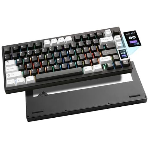 YUNZII AL80 メカニカルキーボード ワイヤレス ゲーミングキーボード 75%レイアウト bluetooth/2.4G/有線 三つモード フルアルミCNC LCDスクリーン ホットスワップ対応 ガスケットマウント ノブ付…