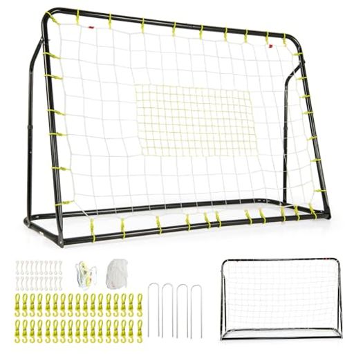 GIANTEX サッカーゴール 子供用 サッカーネット :長さ187 x 幅60 x 高さ102-122.5 cm サッカー練習 多機能デザイン リバウンドネット ボールネット 練習ネット シュート練習 誕生日 クリスマスプ…