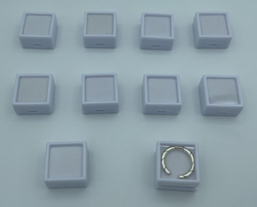 【便利なアクセサリーケース】3cmx3cmx1.7cm、10個セット、ホワイト色、プラスチック素材、宝石やジュエリーの保護と整理に最適バルクボックス宝石ボックス小物整理収納ボックス