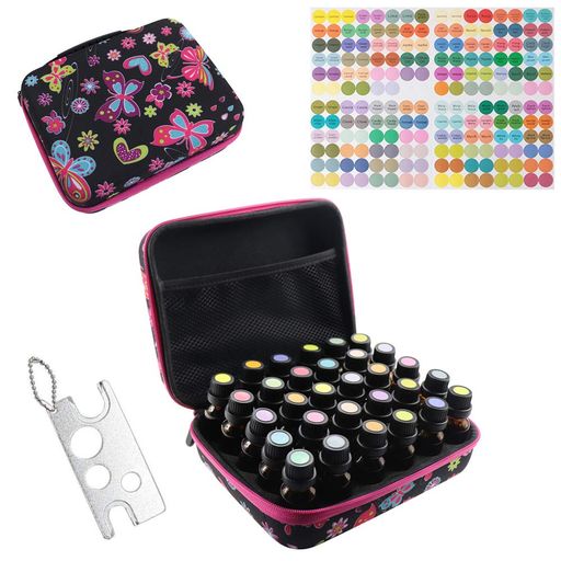 Arxusエッセンシャルオイル収納ケース5-15ml12本分/30本分/60本分精油ボトル収納可蝶のパターン持ち運..