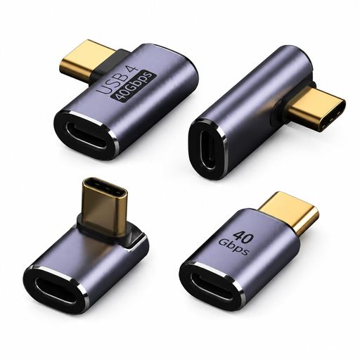 Type C 変換 アダプター 4点セット 40Gbps 高速データ転送 アルミ合金製 L字 立体...