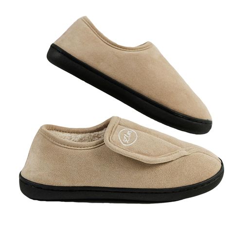Slip-On, Socks - [SHPEROWW]コットンレディースメンズルームシューズスリッパ滑り止め軽量かかと付き可調整歩きやすい室内外履き通気性洗濯可部屋秋冬カーキ26.5-27.0cm