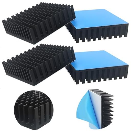 CTRICALVER アルミニウム製ヒートシンク 40mmx40mmx11mm 青熱伝導粘着テープ付き 4...
