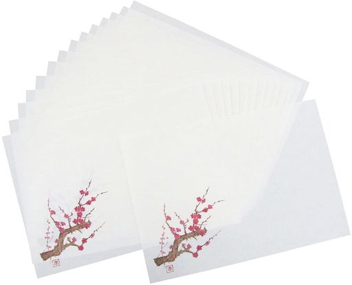 下村企販和紙風ランチョンマット寒梅15枚【日本製】テーブルマット38x26.5cm梅雲竜模様和風迎春おせち..