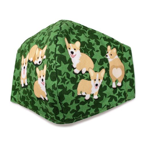 [ペットラバーズ]みんなが元気になるマスク大人用コーギーグリーンマスク三層構造抗ウイルス抗菌防臭日..