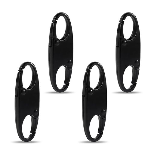 Yururiya【4個セット】黒ジッパーロック防犯クリップファスナー引き手ロック盗難防止旅行・空港セキュ..