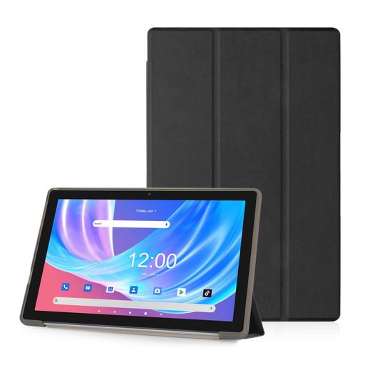 タブレット汎用ケース10インチ対応高級PUレザー全面保護ケース衝撃防止調整可能スタンド防水防汚薄型軽量手触り耐久性に三つ折れスタンド機能付きタブレットケース(ブラック)の商品画像