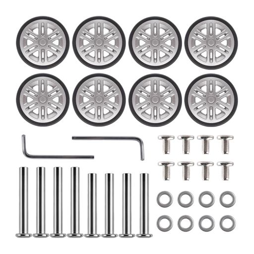 スーツケースキャスター交換用タイヤ直径50mm幅10mm黒静音ホイール8個セット螺子付き2サイズ対応旅行か..