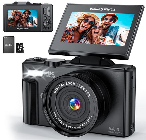 こちらは、64MPのオートフォーカス4Kデジタルカメラです。このカメラは、様々な解像度オプションで驚くべき64MPの超高解像度写真やYouTube向けの4Kビデオを撮影することができます。オートフォーカス、マニュアルフォーカス、固定フォーカスの3つのフォーカスモードを提供し、精度を持って忘れられない瞬間を捉えることができます。 内蔵のWiFiとUSB接続により、リアルタイムのプレビューや再生、設定の調整を「iDCCAM」アプリを通じて行い、写真やビデオを瞬時にシェアすることができます。USBケーブルを使用してコンピュータにデータを簡単に転送することも可能です。 スーパーワイドアングルとマクロレンズは、クリエイティブな可能性を広げ、ウェブカメラとしてコンピュータに接続することができ、ライブストリーミング、ビデオ通話、またはブログに最適です。便利な一時停止機能でシームレスなビデオ録画を実現します。 18倍のデジタルズームと高輝度フラッシュにより、遠くの被写体をクリアに捉え、あらゆるシーンを生き生きとさせます。夜景撮影に最適です。